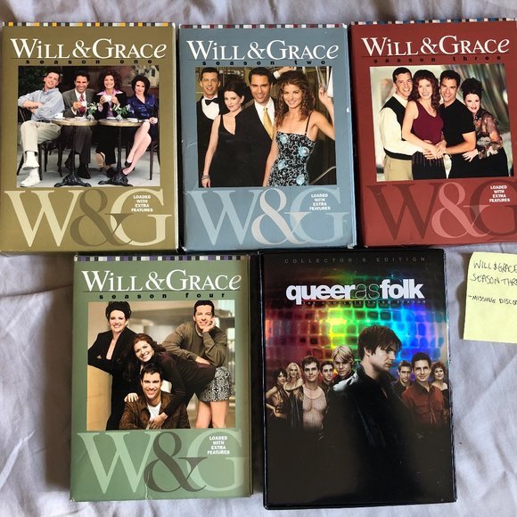 WILL & GRACE - SEASONS 1, 2, 3 (missing disc1), & 4 - PLUS QUEER AS FOLK SEASON3 - Picture 1 of 3